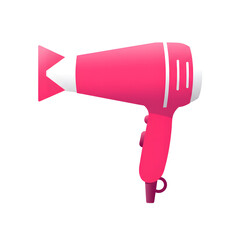 Pink Hair Dryer in Modern Style with White Accents on White Background