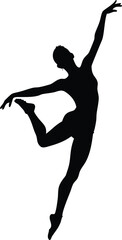 Fototapeta premium Elegant Ballerina Silhouette in Graceful Dance Pose with Raised Arm and Pointed Toes