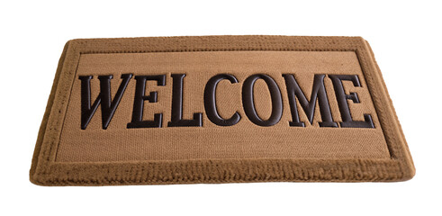 Elegant welcome mat with embossed lettering for inviting entrance home decor and hospitality charm