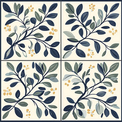 Seamless tile patterns combining cultural, modern, and botanical inspirations for commercial vector.