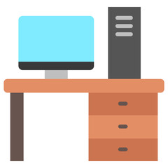 Workspace flat color, mini illustration icon. use for modern concept, print, UI, UX kit, web and app development. Vector related to remote working, work from home.