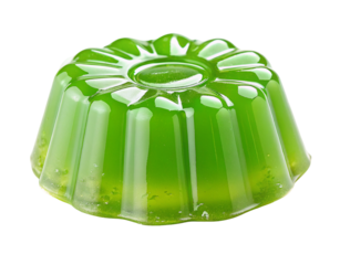 Delicious green jelly dessert with unique shape and glossy texture for a sweet treat experience