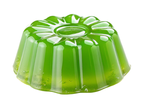 Delicious green jelly dessert with unique shape and glossy texture for a sweet treat experience