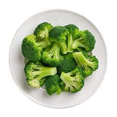 Fresh broccoli florets on a white plate perfect for healthy vegan meals and organic cooking