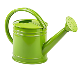 Green watering can for home gardening and plant care in garden or outdoor spaces decorative tool