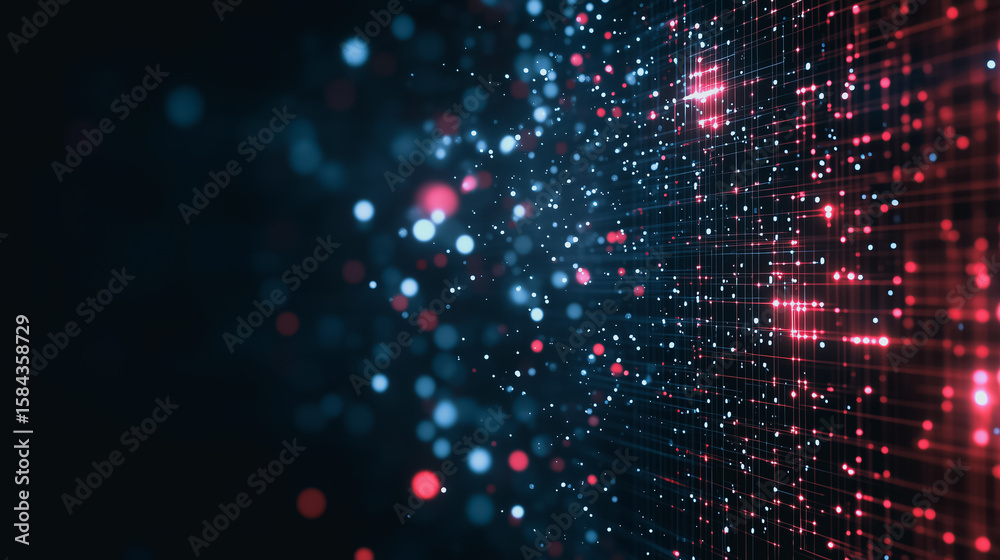 Poster digital matrix of data: a captivating digital display of interconnected data points, rendered in vib