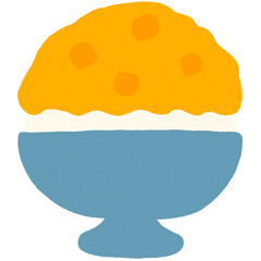 Cute Mango Shaved Ice Illustration