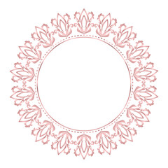 Damask Round Wreath rose gold circular round ornament floral Abstract pattern, Classical Victorian traditional style, illustration Vintage Design, Flower frames, Mandala, Antique, Moroccan frame