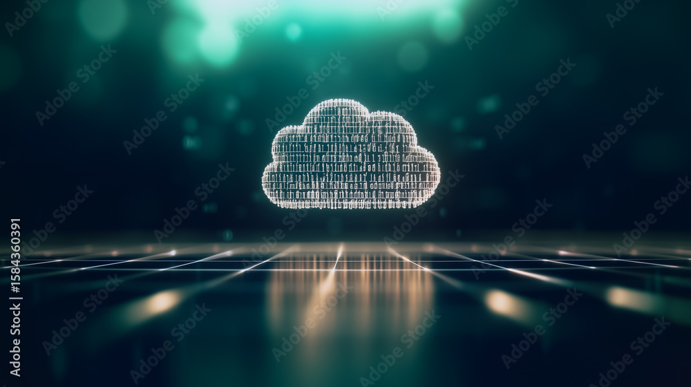 Poster cloud computing abstraction: a stunning visual representation of cloud computing, a digital cloud fo