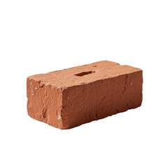 Single Red Brick Displaying Textured Surface and Central Oblong Hole
