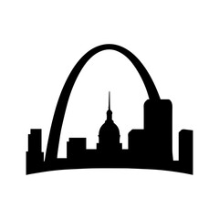St Louis Gateway Arch icon with transparent background representing iconic landmark and architectural monument in Missouri USA

