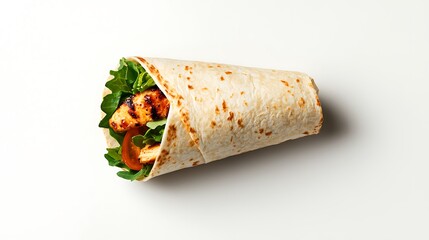 Delicious grilled chicken wrap with fresh lettuce and tomato