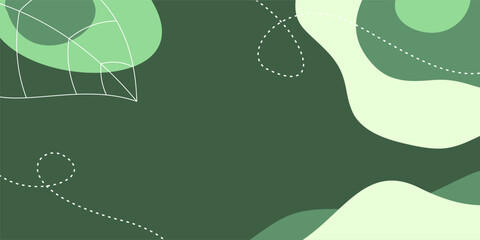 Green abstract background with wave and leaf pattern. Design template for banners, posters, and social media.