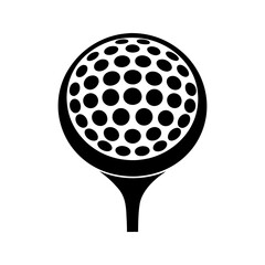 Golf ball on tee silhouette vector illustration.
