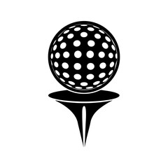 Golf ball with dotted texture on sharp tee, modern silhouette design vector illustration