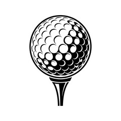 Golf ball on tee silhouette vector illustration.
