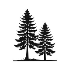Pine tree silhouette vector illustration.
