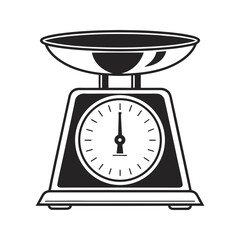 Kitchen scale icon in black silhouette. Food weighing tool vector illustration.
