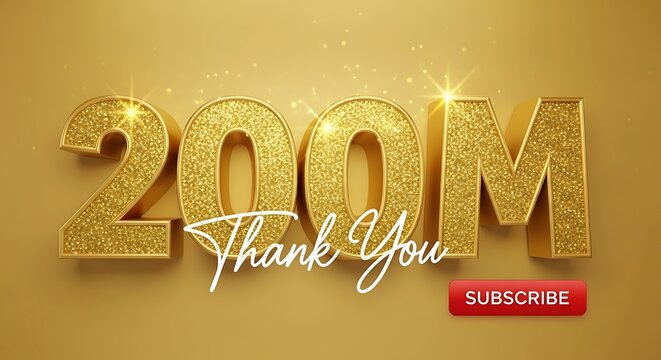 Thank you 200m subscribers with gold glitter