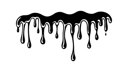 Wavy dripping border with slime drops, bold horror silhouette vector illustration 