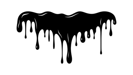 Curved dripping ink style border in bold silhouette, horror slime edge vector illustration 