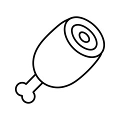 Meat Icon. Ham or Drumstick Outline. Food Protein Symbol.