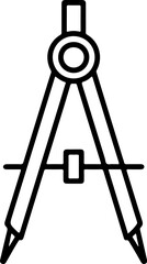 Simple black line drawing of a drafting compass tool on a white background