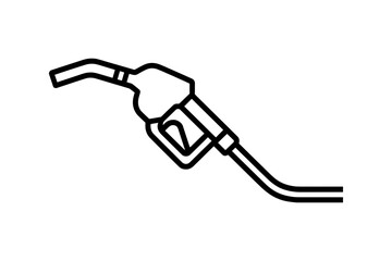 Fuel pump nozzle vector. Black outline icon of gas station equipment illustration.
