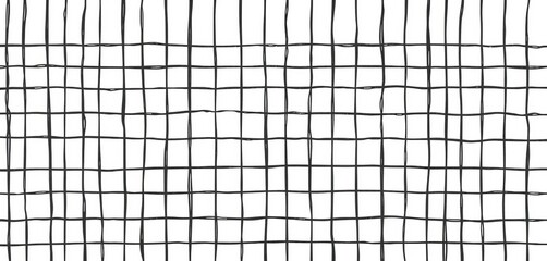 Hand-drawn black grid on white seamless vector background, textured doodle lines,  craft,  fabric