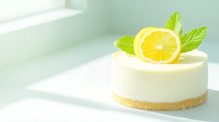 Delicate lemon cheesecake crowned with fresh citrus and mint