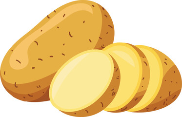 Freshly sliced potatoes, ready to be cooked and enjoyed. The potatoes are cut to perfect pieces, showcasing their starchy interior