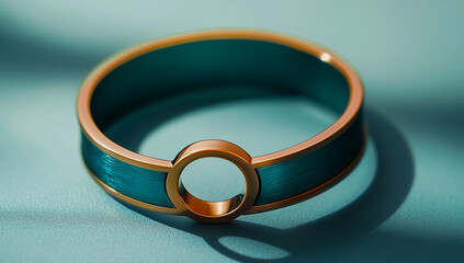 Elegant oil blue and copper bracelet with open round pendant, stylish Jebel Roy accessories