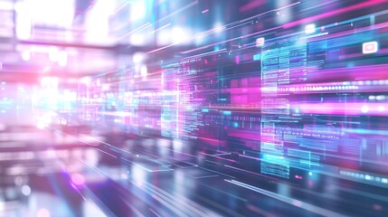 Digital data stream with vibrant colors and motion blur.
