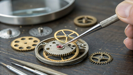 Fototapeta premium Fine Tuning Gears and Mechanics in a Craftsman's Studio