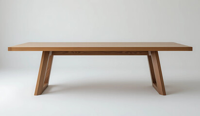 Modern minimalist wooden dining table. Simple design, perfect for contemporary interiors. Clean lines and natural wood finish.