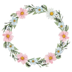 Fototapeta premium flowers bouquet frame border, isolated on white background