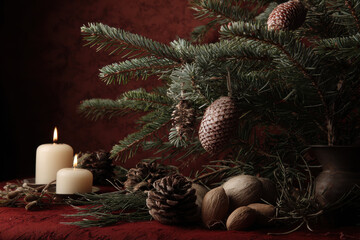 capture minimalist scene that encapsulates essence of christmas celebrations in usa blending various cultural