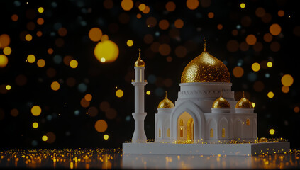 Golden dome, calm and clear white table surface, modern design, high quality