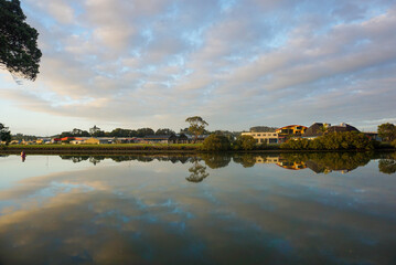 A sunny morning with beautiful views around Riverside Park in Whangarei, New Zealand.