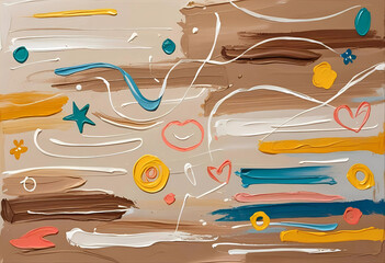 Playful Hand-Drawn Doodle Background with Colorful Brushstrokes