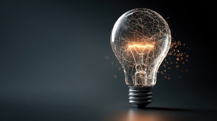 Light bulb on dark background, Business idea and innovation concept with copy space