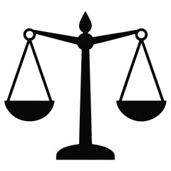 Black and White Scales of Justice Balancing Law Symbol Illustration