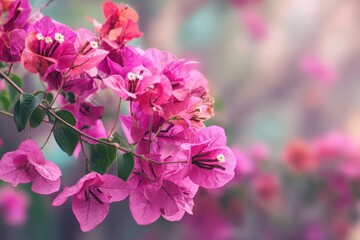 Pink bougainvillea blooms in the garden also called paper flowers or bunga kertas