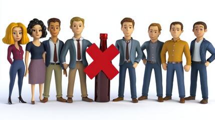 Group of Diverse Characters Promoting Healthy Lifestyle Choices