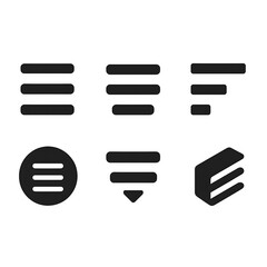 Obraz premium Flat black Menu Options Pictogram Icon Set with Silhouette Signs and Symbols for Navigation Design.