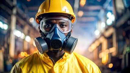 Safety first: Industrial worker with protective gear in heavy manufacturing plant