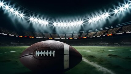Football on a field in a stadium at night under bright lights - Powered by Adobe