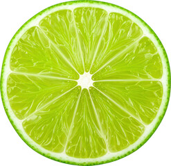 Close up of a lime cross section showing juicy segments