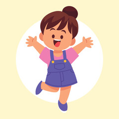 Flat Vector Kids Happy Illustratiom