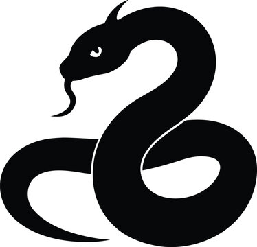 Black Silhouette of a Snake in a Curled Position